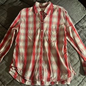 J. Crew medium red and gray plaid Boyfriend shirt